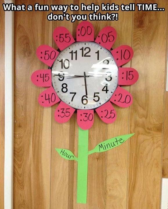 clock with flower petals to help kids tell time