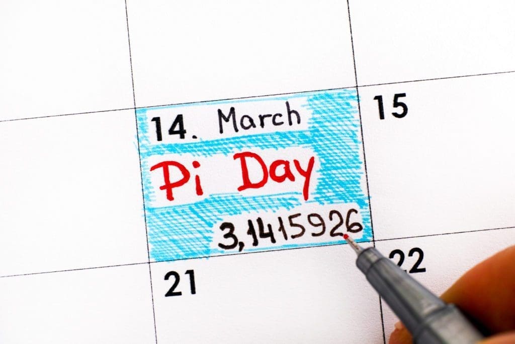 Writing pi day on calendar