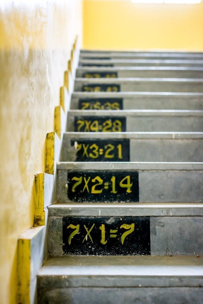 Math equations on stairs